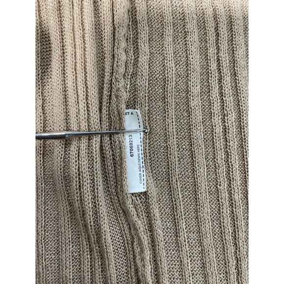 MNG Cardigan Sweater Size Small Open Front Ribbed Beige Neutral Cozy Knitwear - Picture 6 of 7